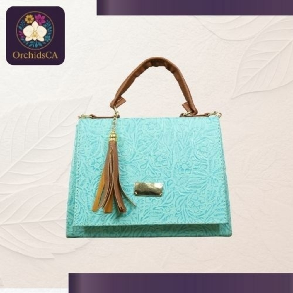 Leather Turquoise and Brown Women's Bag